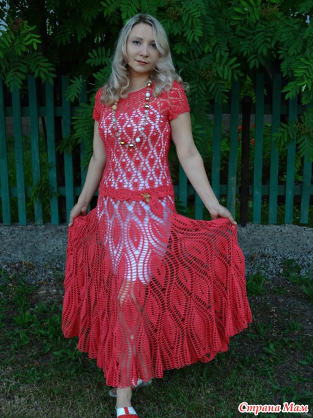 Коралловое платье в пол "Листья" (много фото+добавила фото с профессиональной фотосессии)