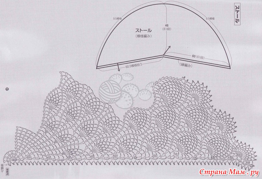 Схема вязания накидка шаль крючком - 95 фото
