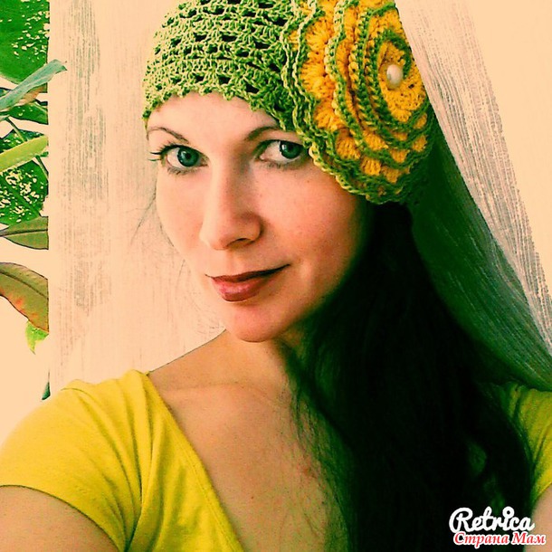 . Шапочка с большим цветком - В.Г.У. - Вязаные Головные Уборы - Страна Мам