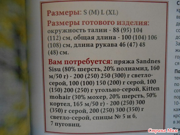 Описание вязанного жакета из книги Мода из Европы