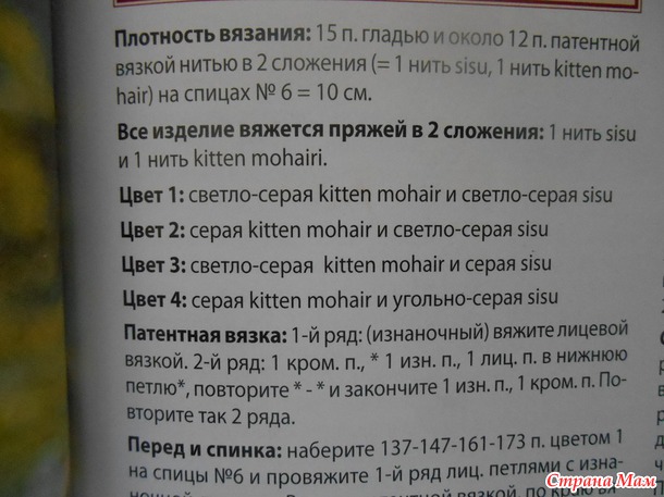 Описание вязанного жакета из книги Мода из Европы