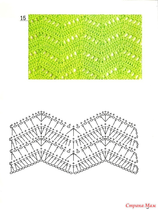 Узор волны крючком схемы и описание