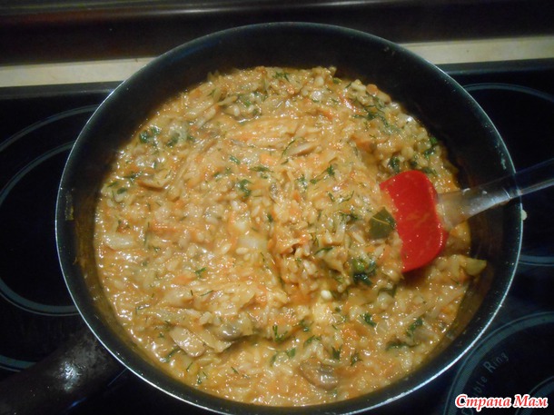 Готовим без мяса. Рецепт №6. Капуста с рисом и грибами.