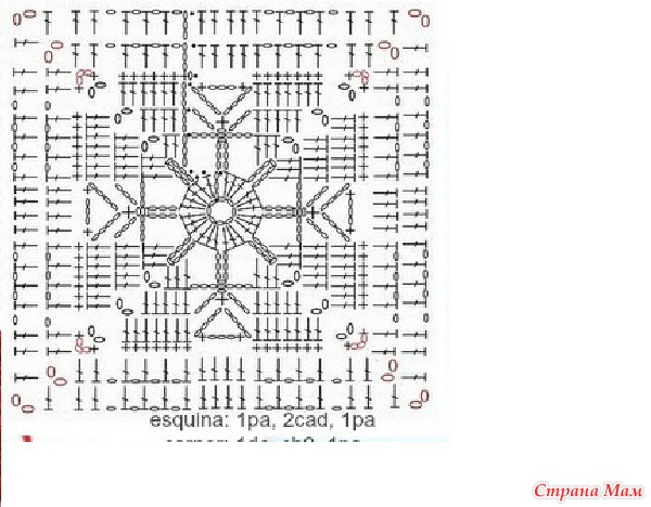 Шаль бабушкин квадрат схема