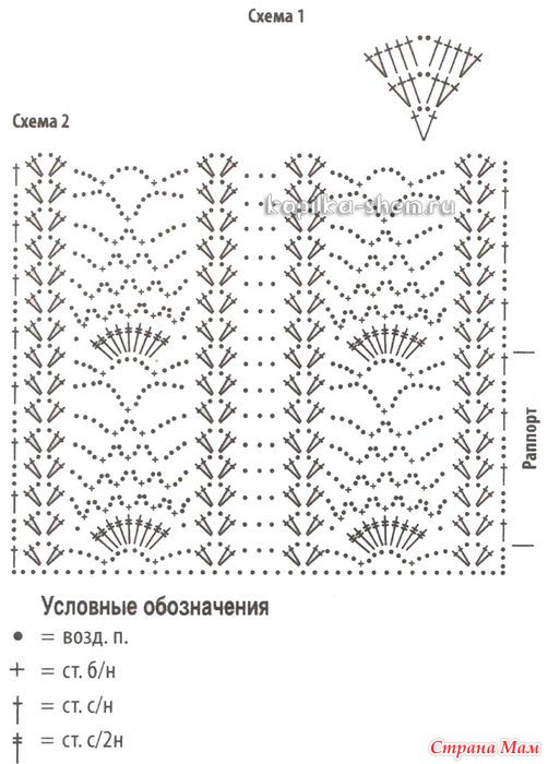 Ажурный палантин крючком со схемой