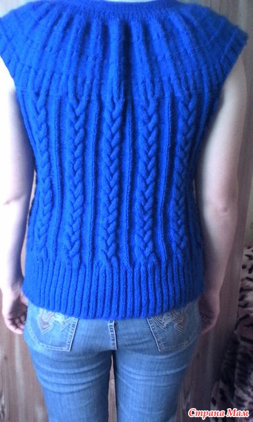 Синяя безрукавочка - Вязание - Страна Мам