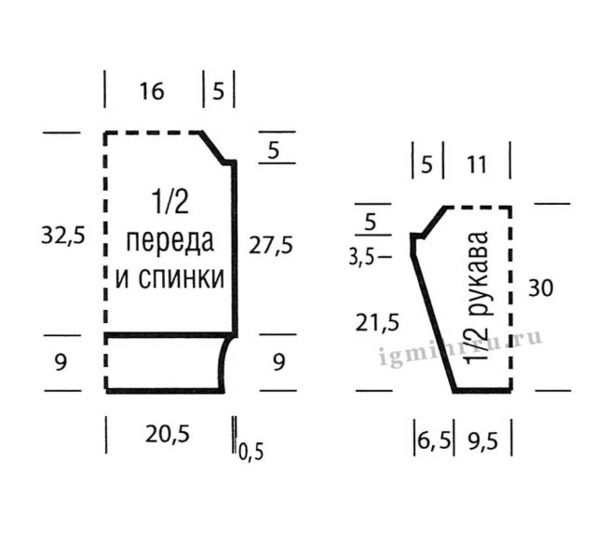 Пуловер на круглой кокетке, украшенный металлическими кольцами