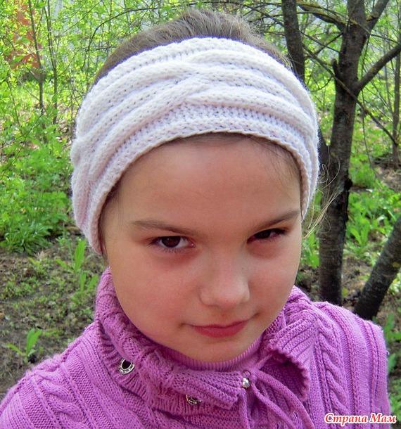 Повязка на голову спицами.