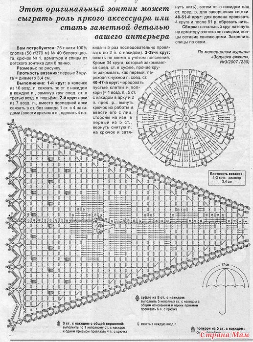 Схема вязания зонтика спицами