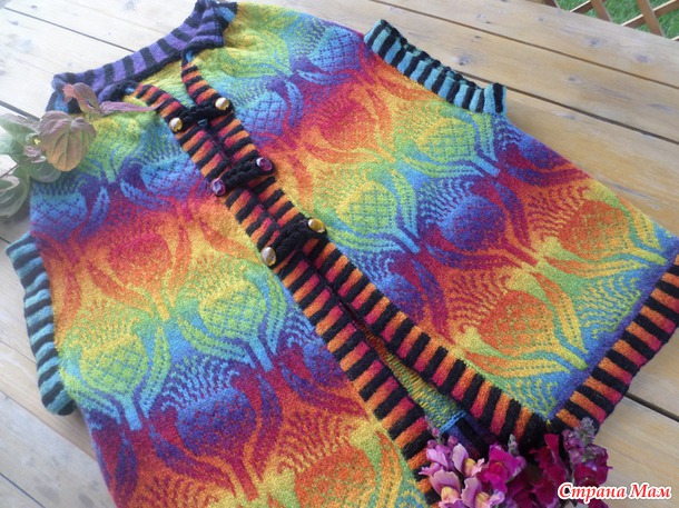 Кардиган-пончо в технике разрезного жакарда - Вязание - Страна Мам