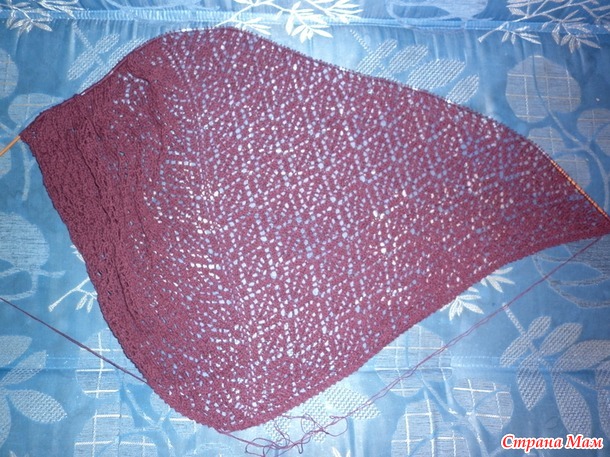 Шаль "Мистика", спицы (мой вариант "Фуксии", 5 этап).