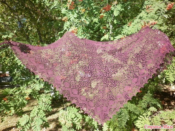 Шаль "Мистика", спицы (мой вариант "Фуксии", 5 этап).