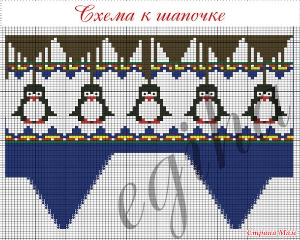 УЗОРЫ ЖАККАРД ДЛЯ ДЕТСКИХ ИЗДЕЛИЙ ( ПИНГВИНЫ)