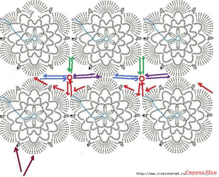 Соединить мотивы. Безотрывное вязание мотивов крючком. Прямоугольная скатерть крючком безотрывное вязание. Безотрывное вязание крючком цветочных мотивов. Цветочный узор крючком безотрывное вязание.