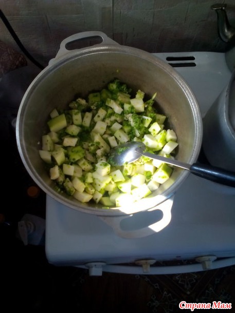 Кабачки с курицей тушеные в молоке а-ля грин-карри.