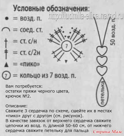 Украшения на шею крючком схемы и описание