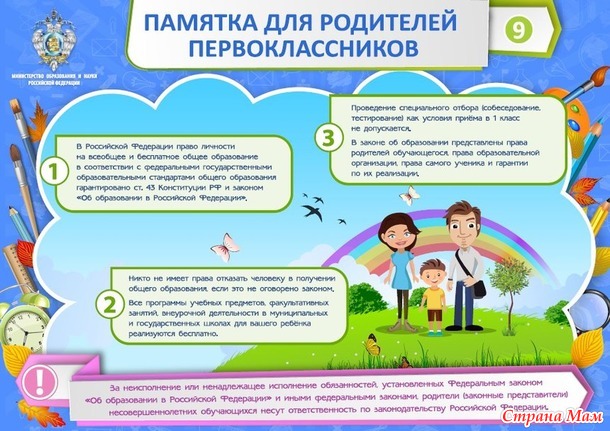 Памятка для родителей первоклассников
