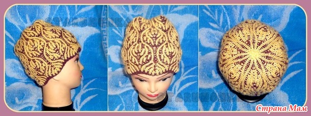 Для себя любимой шапочка "Крокусы" в технике Бриош (Brioche Stitch)