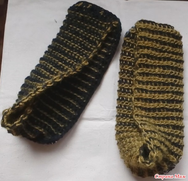 Брутальные тапочки тунисским крючком