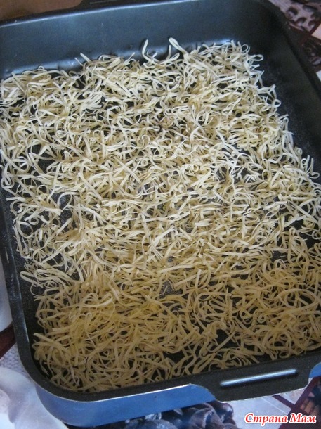 Лапша домашняя при помощи лапшерезки.