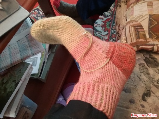 Починка пятки вязанного носка