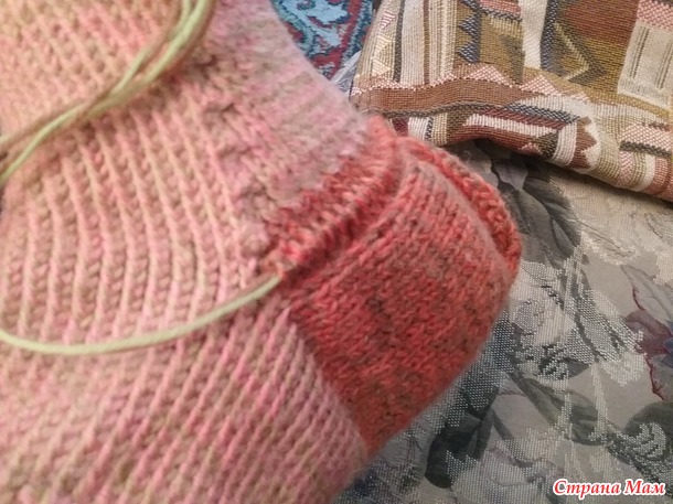 Починка пятки вязанного носка