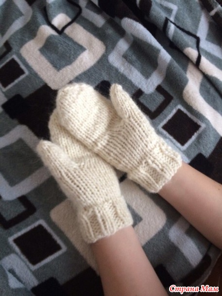 Варежки из толстой пряжи