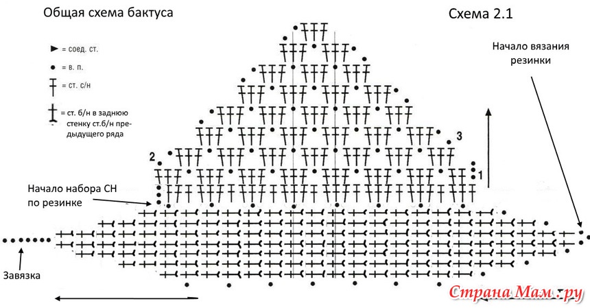 Схема вязания бактуса крючком с описанием