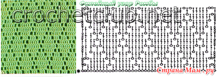 Схема вязания крючком ромбы