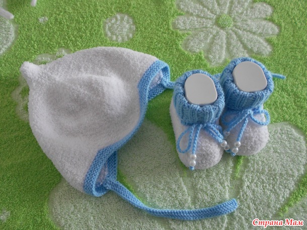 Комплект для новорождённого из плюшевой пряжи спицами. - Вязание ...