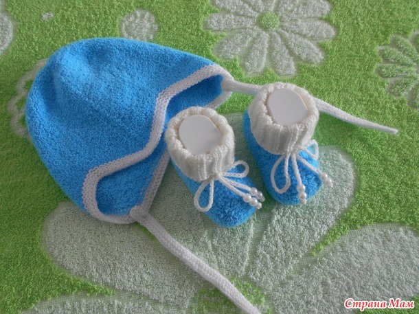 Комплект для новорождённого из плюшевой пряжи спицами. - Вязание ...