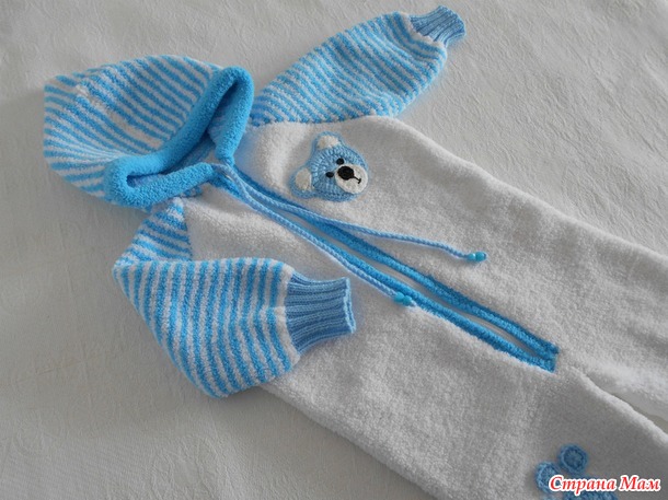 Комплект для новорождённого из плюшевой пряжи спицами. - Вязание ...