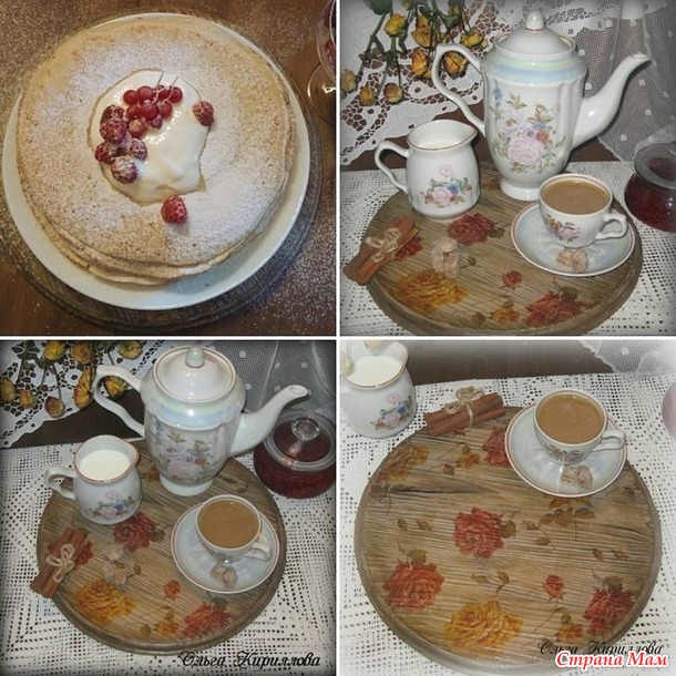 Поднос "Осенние розы"