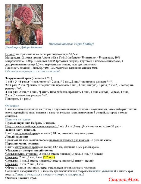 ШАПОЧКА-ШЛЕМ ИЗ VOGUE KNITTING