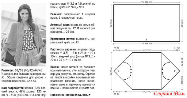 Жакет-кейп спицами