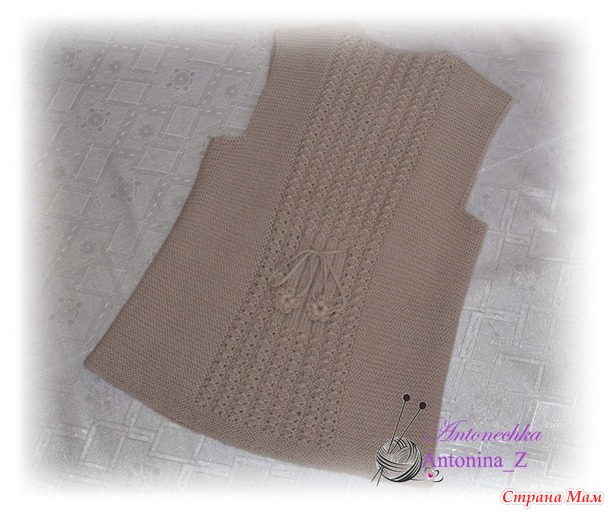 Жилет для внучки платочной вязкой. Спицы.