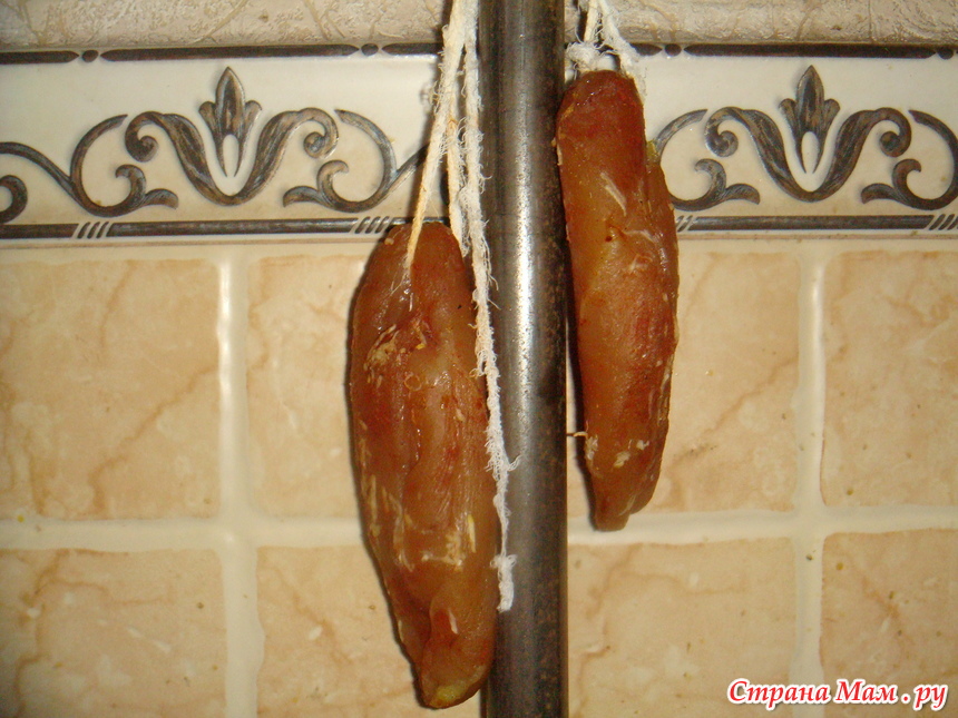 Вяленая куриная грудка в домашних условиях в холодильнике рецепт с фото