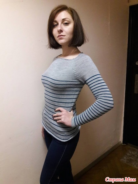 . Реглан в полосочку по кругу.