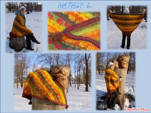 Шаль в технике Fire Isle и фишю Lazy Katy из остатков.