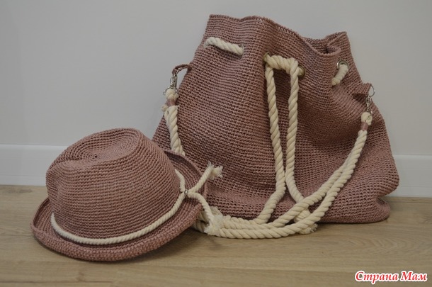 Схема вязания шляпы федора из рафии