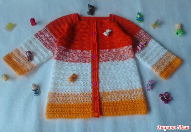 Кардиган для девочки, Мандаринка на снегу,.