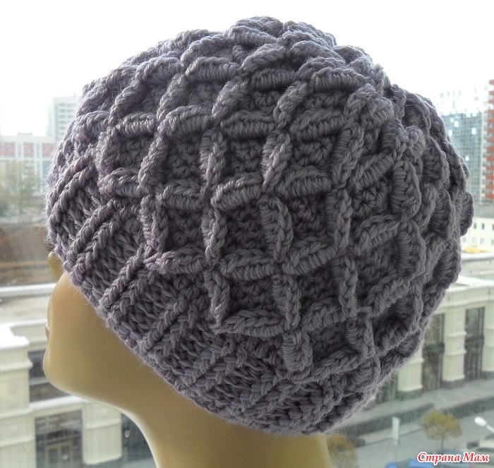 Вязание козырька для кепки -берета.(crochet beret - caps) (Шапка #61)