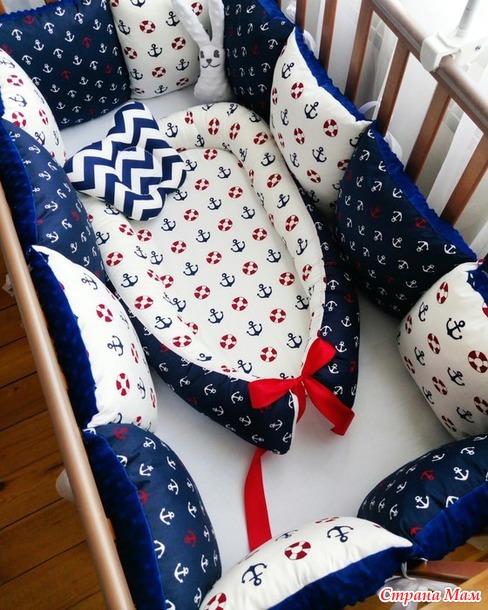 Морской комплект в кроватку для новорожденных