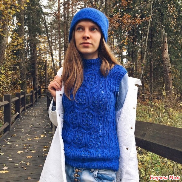 . Жилет спицами из японского журнала + шапка в клетку - Вязание ...