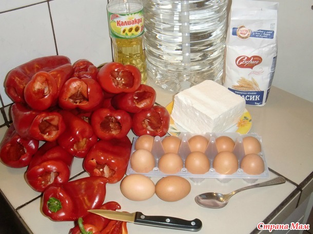 Красный сладкий перец с яйцами и сыром. Дополнила про сыра