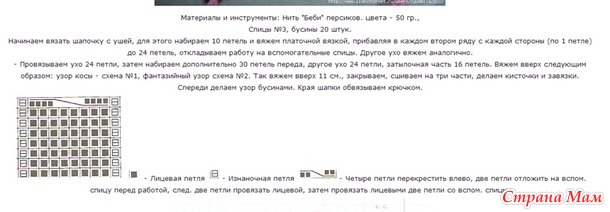 Шапочка с косичками на 5 - 12 месяцев.
