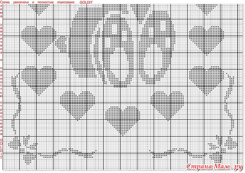 Схема вязания пледа сердечками