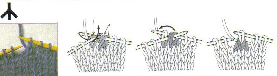 Петли вместе. Провязать три петли вместе. Провязать 3 петли вместе лицевой. Убавление 3 петель с центральной лицевой. 3 Вместе лицевой с центральной петлей наверху.