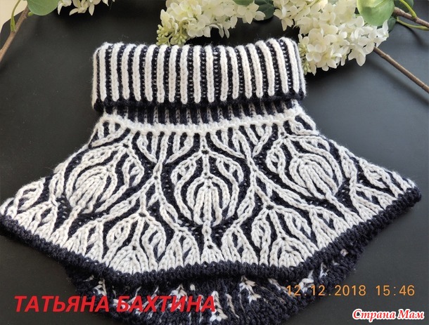 Манишка "Замерзшие цветы" в технике бриошь