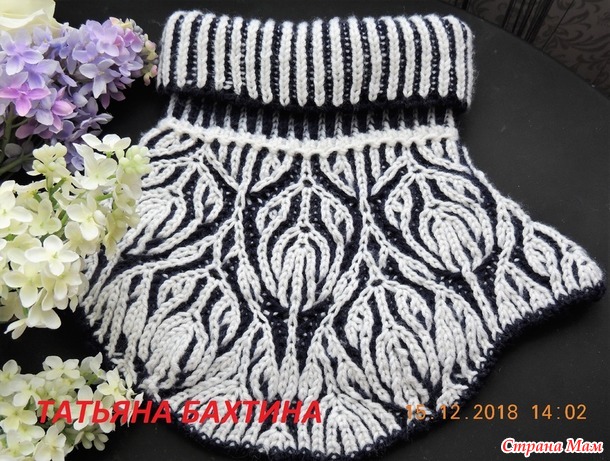 Манишка "Замерзшие цветы" в технике бриошь